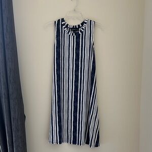 Lightweight Blue & White Striped Sleeveless Dress - Fortune & Ivy size S